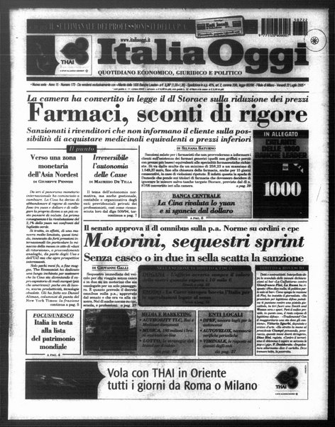 Italia oggi : quotidiano di economia finanza e politica